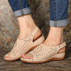 Women's Casual Peep Toe Hollow Out Wedges Sandals
