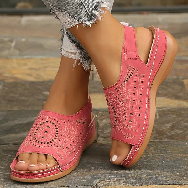 Women's Casual Peep Toe Hollow Out Wedges Sandals